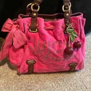 Juice Couture vintage pink terry cherry tote
